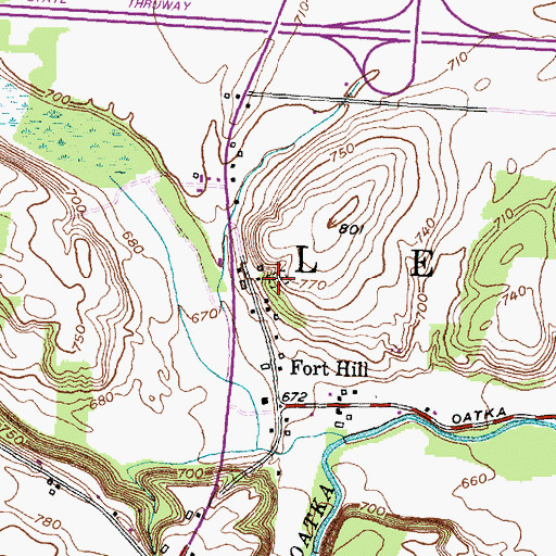 Topographic Map of Fort Hill Cemetery, NY