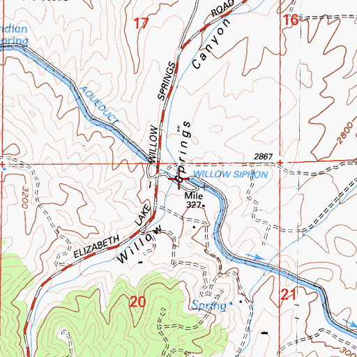 Topographic Map of Willow Siphon, CA