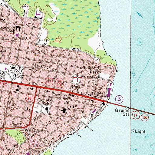 Topographic Map of Fred Green Park, FL