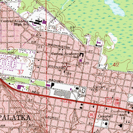 Topographic Map of Calvary Missionary Baptist Church, FL