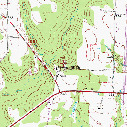 Topographic Map of Springhill Cemetery, TX