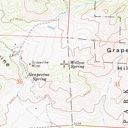 Topographic Map of Willow Spring, CA