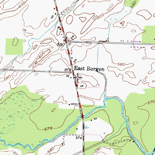 Topographic Map of East Bergen Cemetery, NY