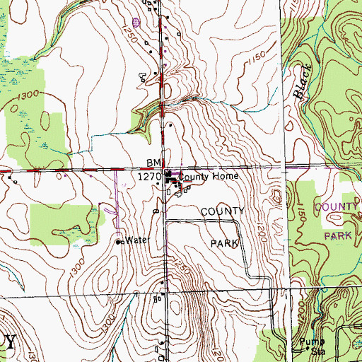 Topographic Map of Genesee County Home (historical), NY