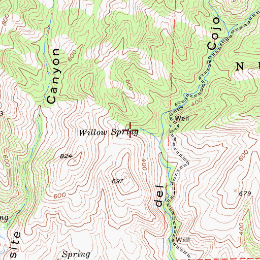 Topographic Map of Willow Spring, CA