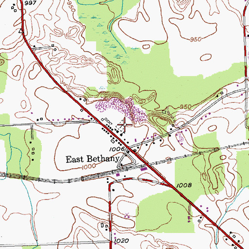 Topographic Map of East Bethany Cemetery, NY