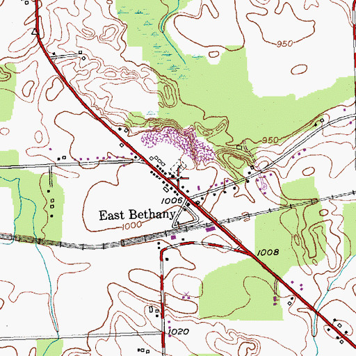 Topographic Map of East Bethany Presbyterian Church, NY
