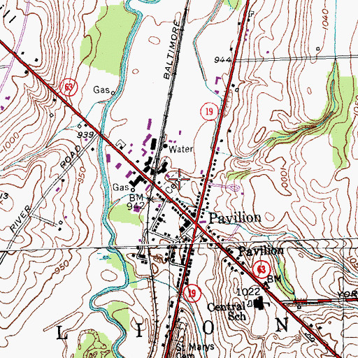 Topographic Map of Oatka Valley Cemetery, NY