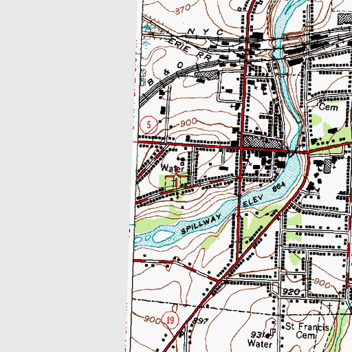 Topographic Map of Myrtle Street Cemetery, NY