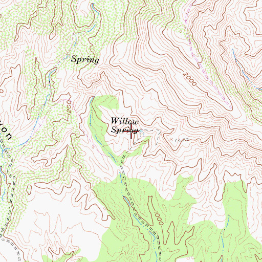 Topographic Map of Willow Spring, CA