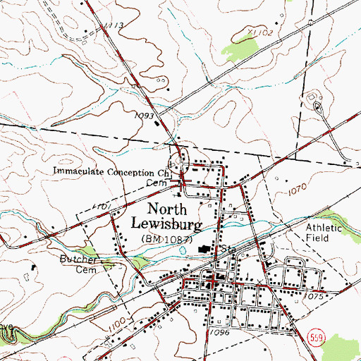 Topographic Map of Quaker Cemetery, OH