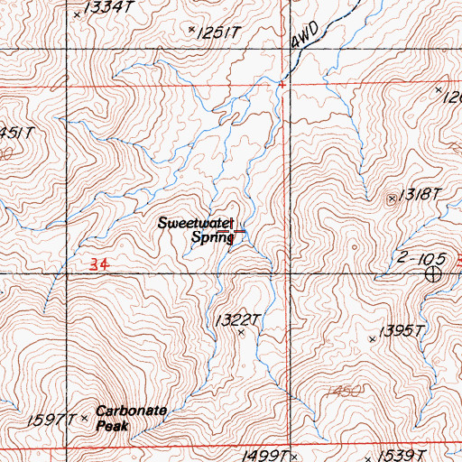 Topographic Map of Willow Spring, CA