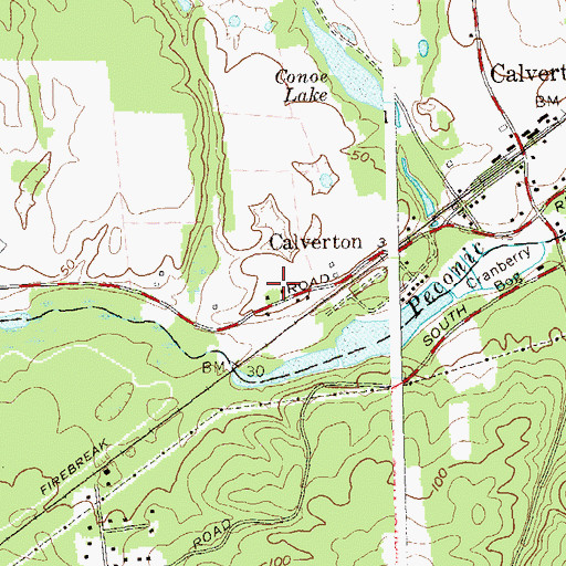Topographic Map of Peconic River Herb Farm, NY