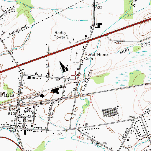 Topographic Map of Big Flats Wesleyan Church, NY