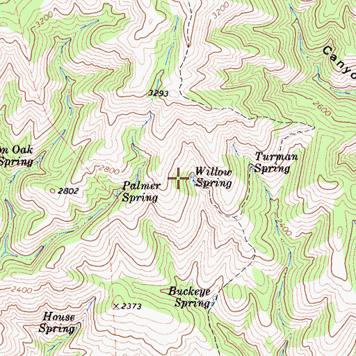 Topographic Map of Willow Spring, CA