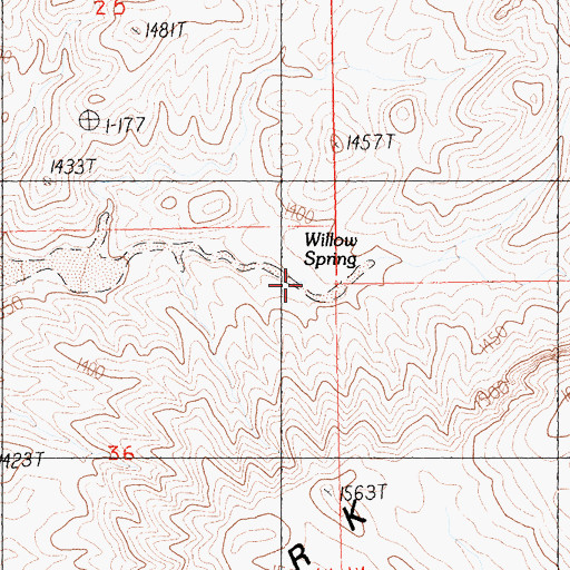 Topographic Map of Willow Spring, CA