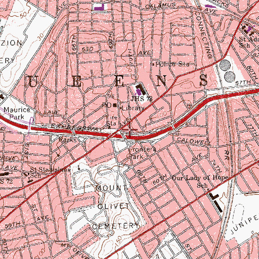 Topographic Map of Maspeth Theater (historical), NY