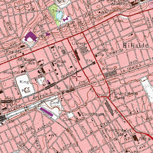 Topographic Map of Merrick Theater (historical), NY