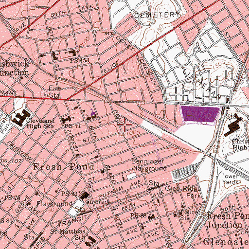 Topographic Map of Oasis Theatre (historical), NY