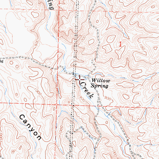 Topographic Map of Willow Spring, CA