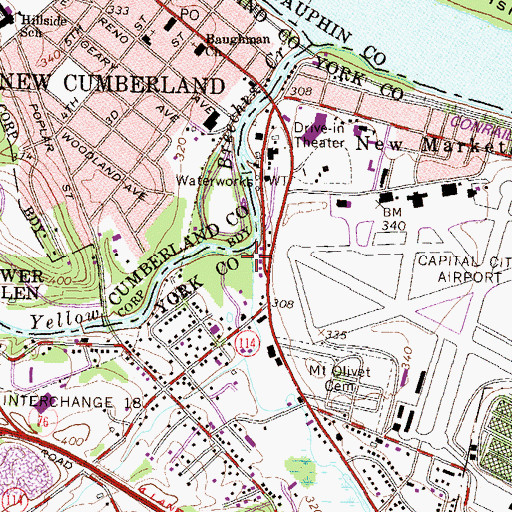 Topographic Map of Priest Run, PA