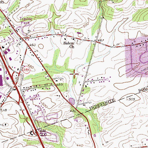Topographic Map of Salem Run, PA