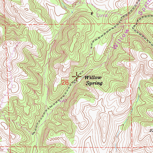 Topographic Map of Willow Spring, CA