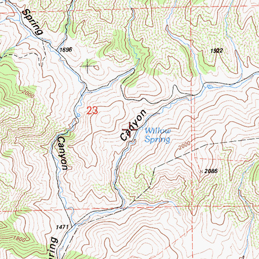 Topographic Map of Willow Spring, CA