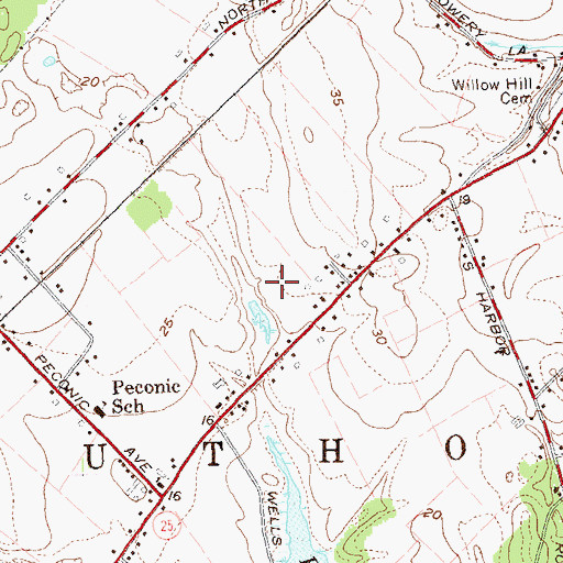 Topographic Map of Duck Walk Vineyards, NY