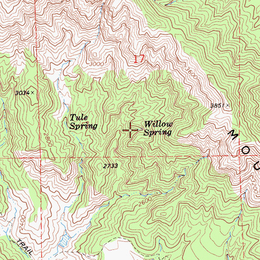 Topographic Map of Willow Spring, CA