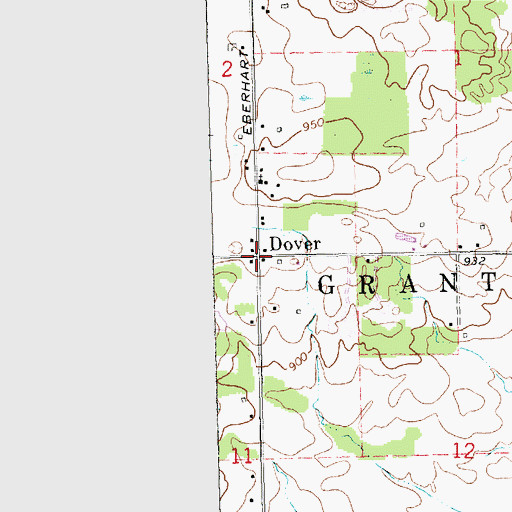 Topographic Map of Dover Post Office (historical), MI