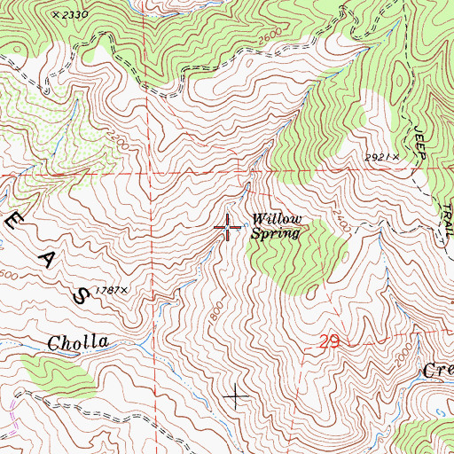Topographic Map of Willow Spring, CA