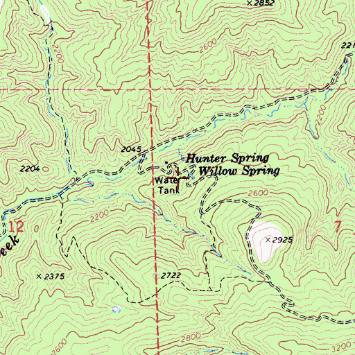 Topographic Map of Willow Spring, CA
