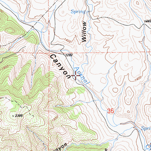 Topographic Map of Willow Spring Canyon, CA
