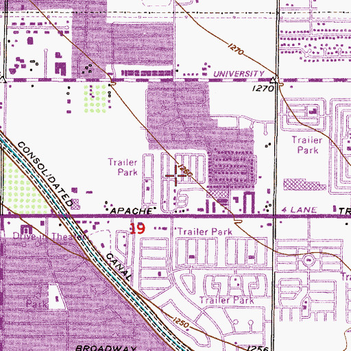 Topographic Map of Trail Riders Holiday Park, AZ