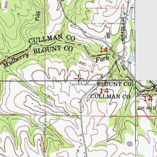 Topographic Map of Lakeview Farms, AL