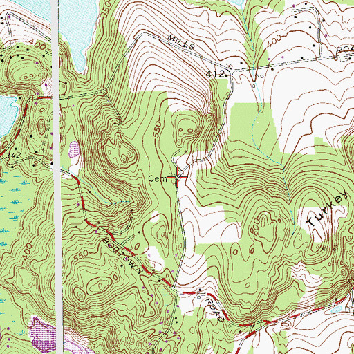 Topographic Map of Cat Ridge Baptist Cemetery, NY