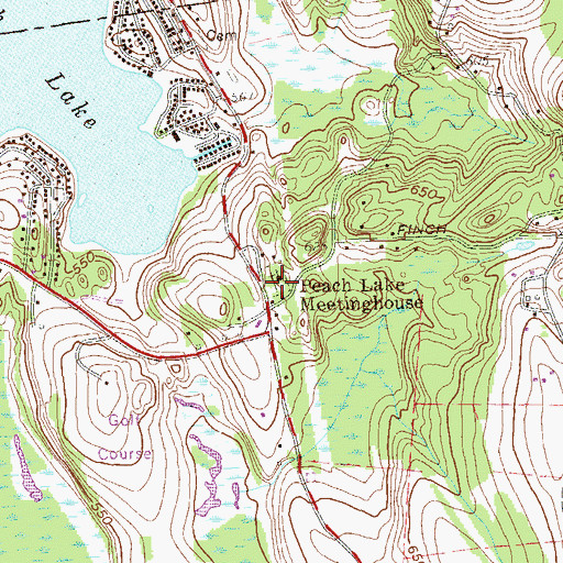 Topographic Map of Peach Pond Friends Cemetery, NY