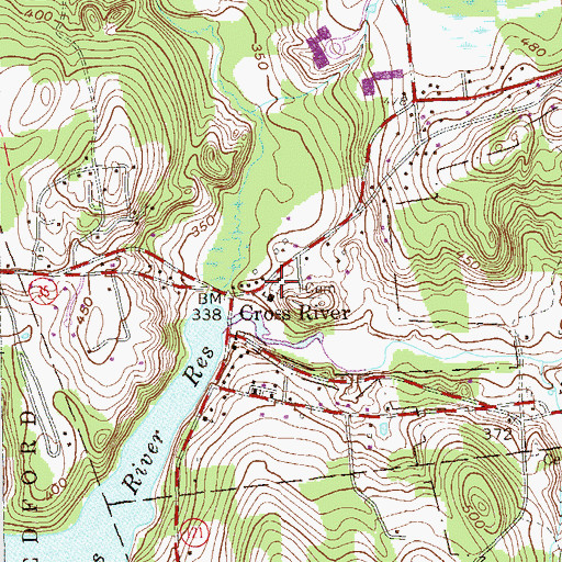 Topographic Map of Reynolds - Cross River Cemetery, NY