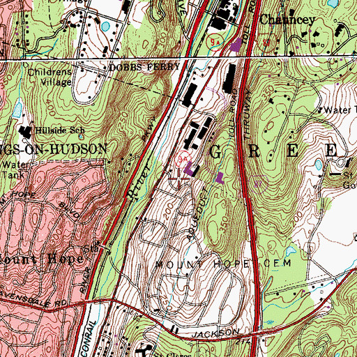 Topographic Map of Westchester Hills Cemetery, NY