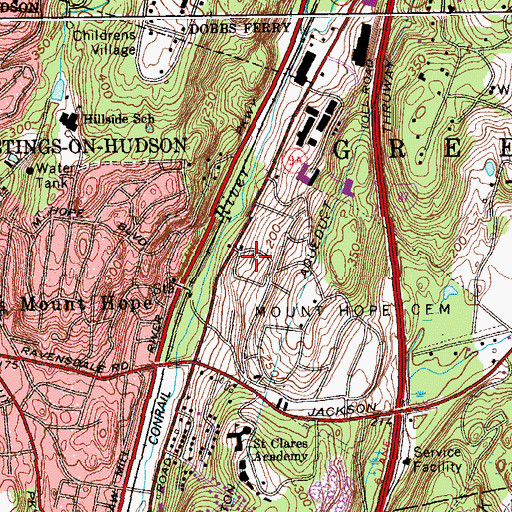 Topographic Map of Temple Israel Cemetery, NY