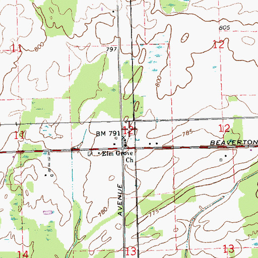 Topographic Map of Grace Bible Church, MI