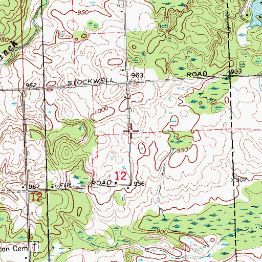 Topographic Map of Garrity Cemetery, MI
