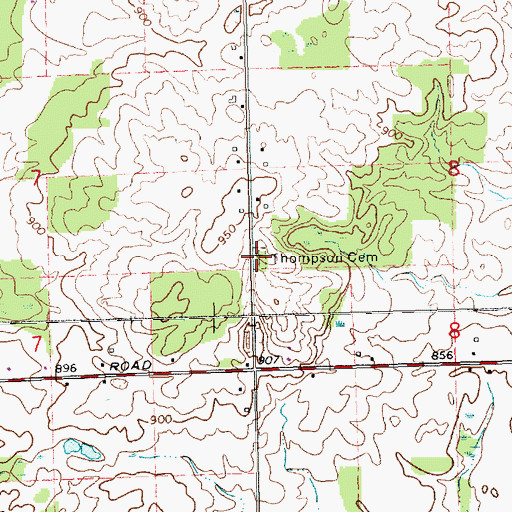 Topographic Map of Thompson Cemetery, MI