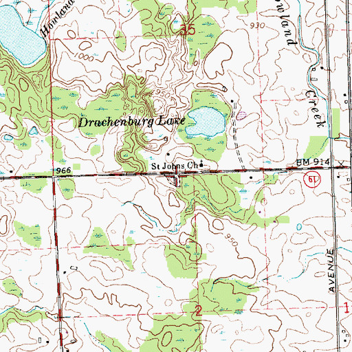 Topographic Map of Saint John's Lutheran Cemetery, MI