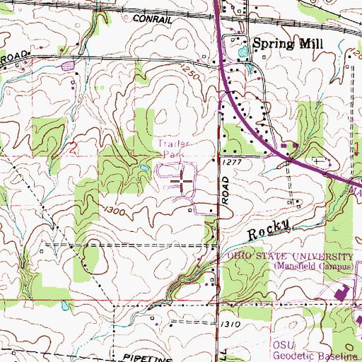 Topographic Map of Briarwood Estates Mobile Home Park, OH