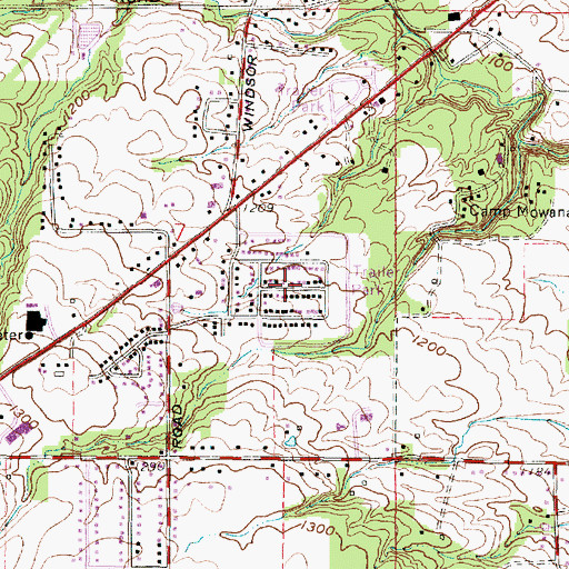 Topographic Map of Ashfield Estates Mobile Home Park, OH