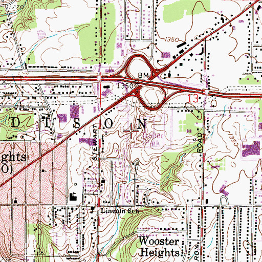 Topographic Map of Madison City Mobile Home Park, OH