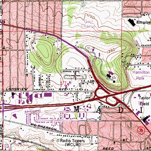 Topographic Map of Midpoint Woods, OH