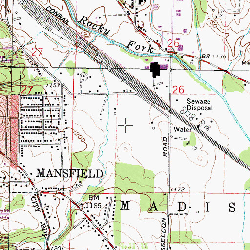 Topographic Map of Greenfield Estates Mobile Home Park, OH